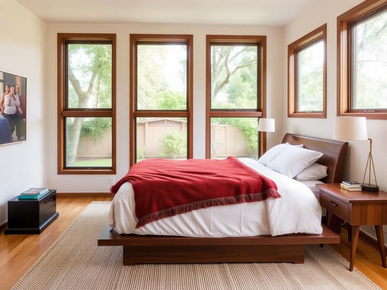 Primary bedroom at The Redwood Rambler