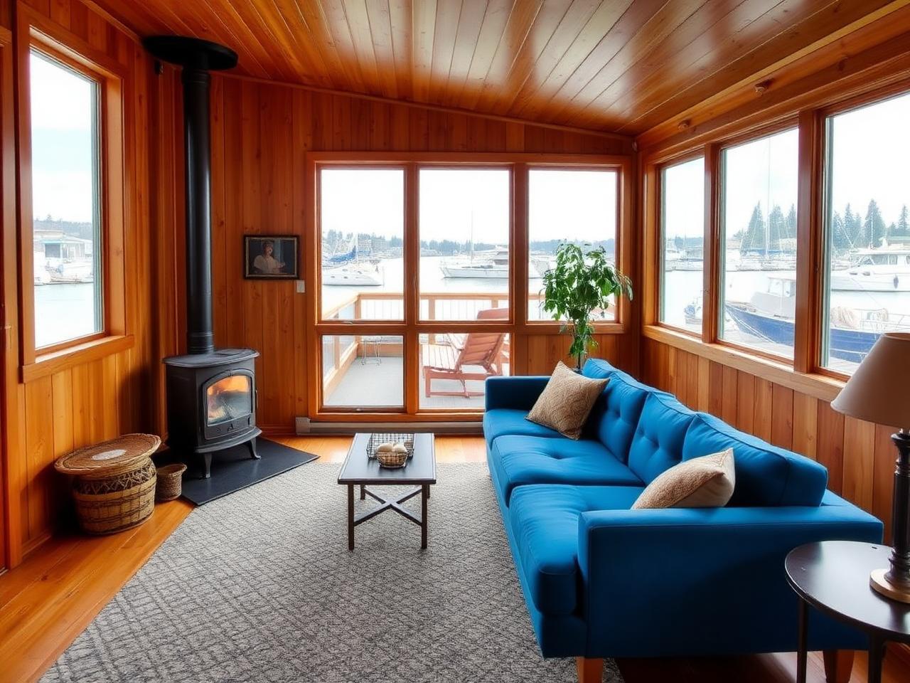 Living room at Lake Union Floating Home