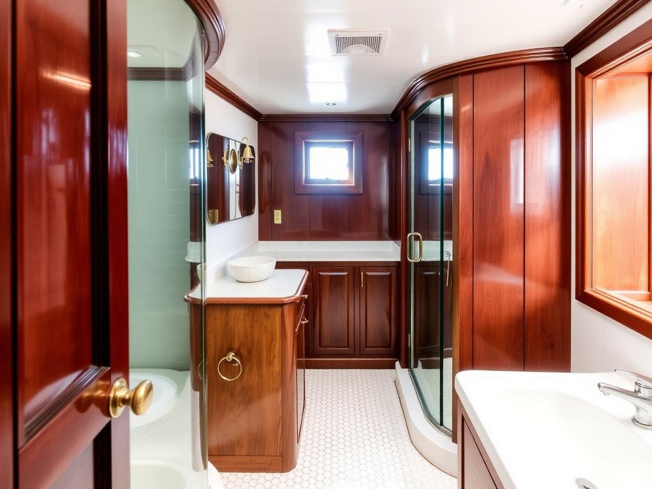 Primary bathroom at Lake Union Floating Home