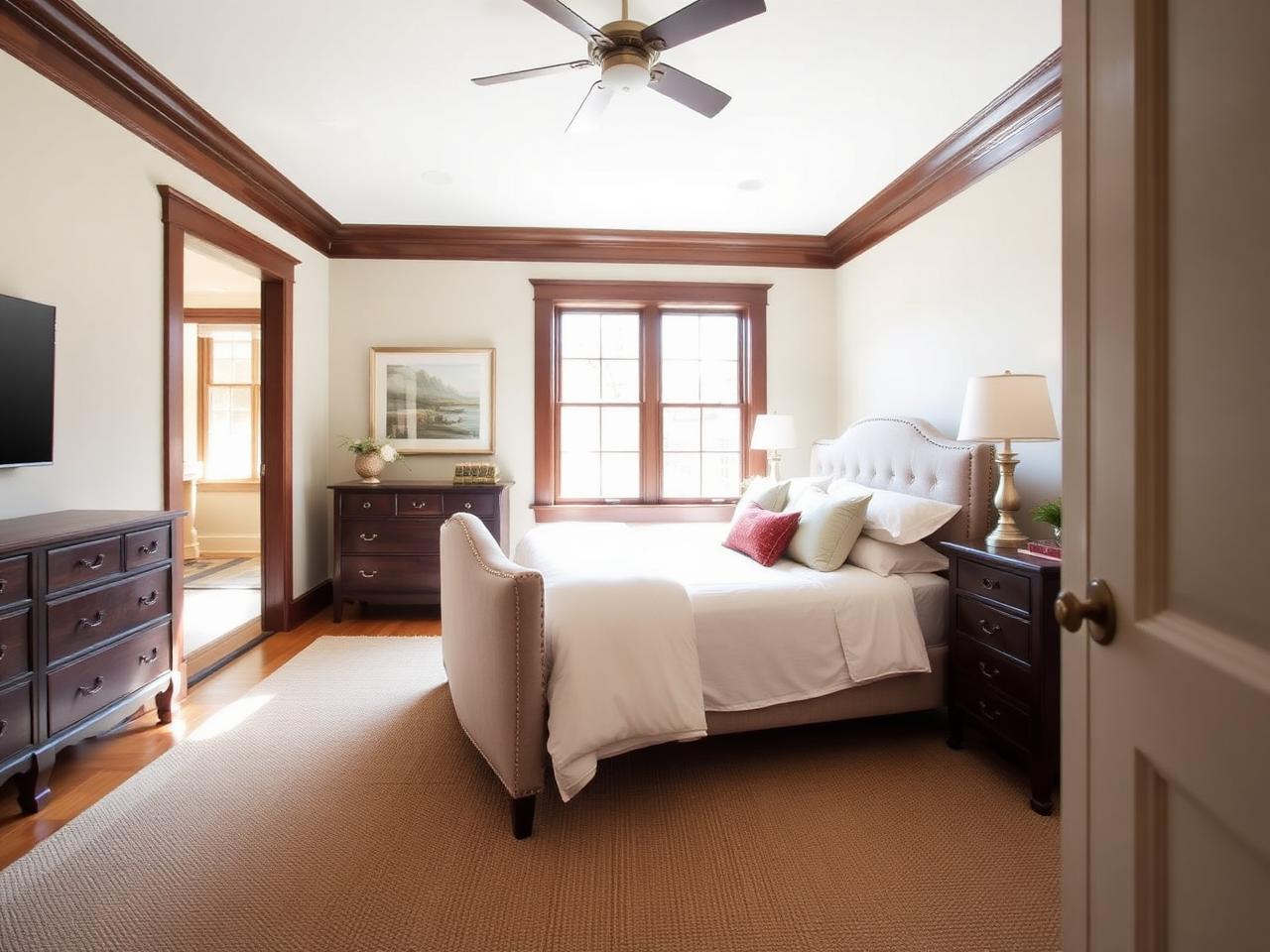 Primary bedroom at Cherry Blossom Craftsman